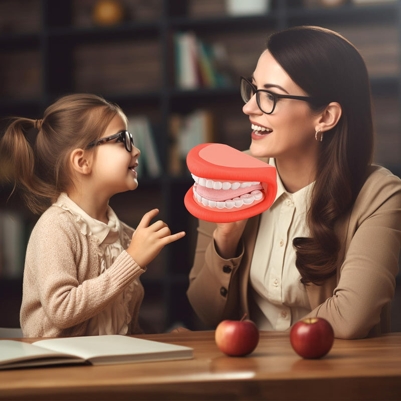 [Australia - AusPower] - Mouth Hand Puppet with Tongue for Kids Red Color, Mouth Puppet for Speech Therapy, Include Toothbrush 