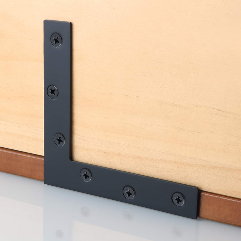 [Australia - AusPower] - Alise L Flat Brackets,Corner Bracket Black Corner Brace Mending Plate Repair 120mm x 120mm Stainless Steel Flat Braces for Wood Tables, Chairs, Sofas, Beds, Cabinets, Doors and Windows,Pack of 8 120x120mm 