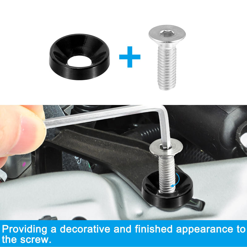 [Australia - AusPower] - PATIKIL M6 Finish Countersunk Washer Kit, 20 Set Aluminum Alloy Flat Cup Head Screw Bolt Gasket for Mechanical Accessories Parts DIY Models, Rose Red 