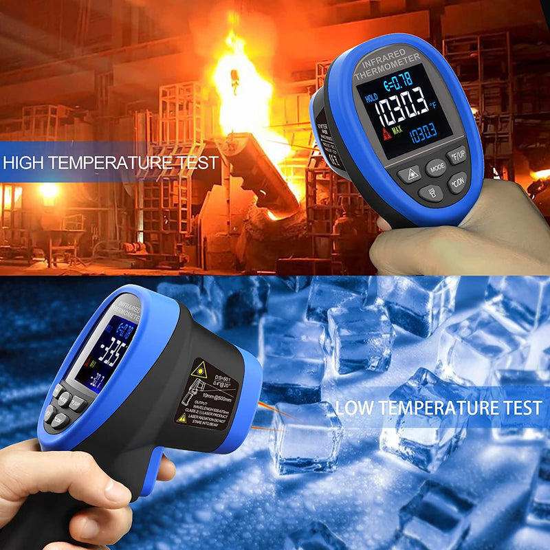 [Australia - AusPower] - BTMETER BT-1800C Pyrometer -58°F ~3272°F (-50~1800℃) IR Temp Gun, D:S 50:1 High Temperature Infrared Thermometer for Industrial HVAC Forge Furnace Metal Smelting (NOT for Human Temp) BT-1800C Blue (-58°F ~3272°F) 