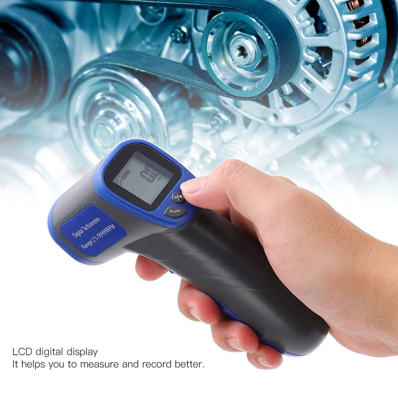 [Australia - AusPower] - Industrial Tachometers Gauge, Digital Photoelectric RPM Meter, Non Contact RPM Gun Tachometer Portable Motor Speed Gauge Gun Compact Photo Tachometer with LCD Digital Display, Wide Measurement Range 