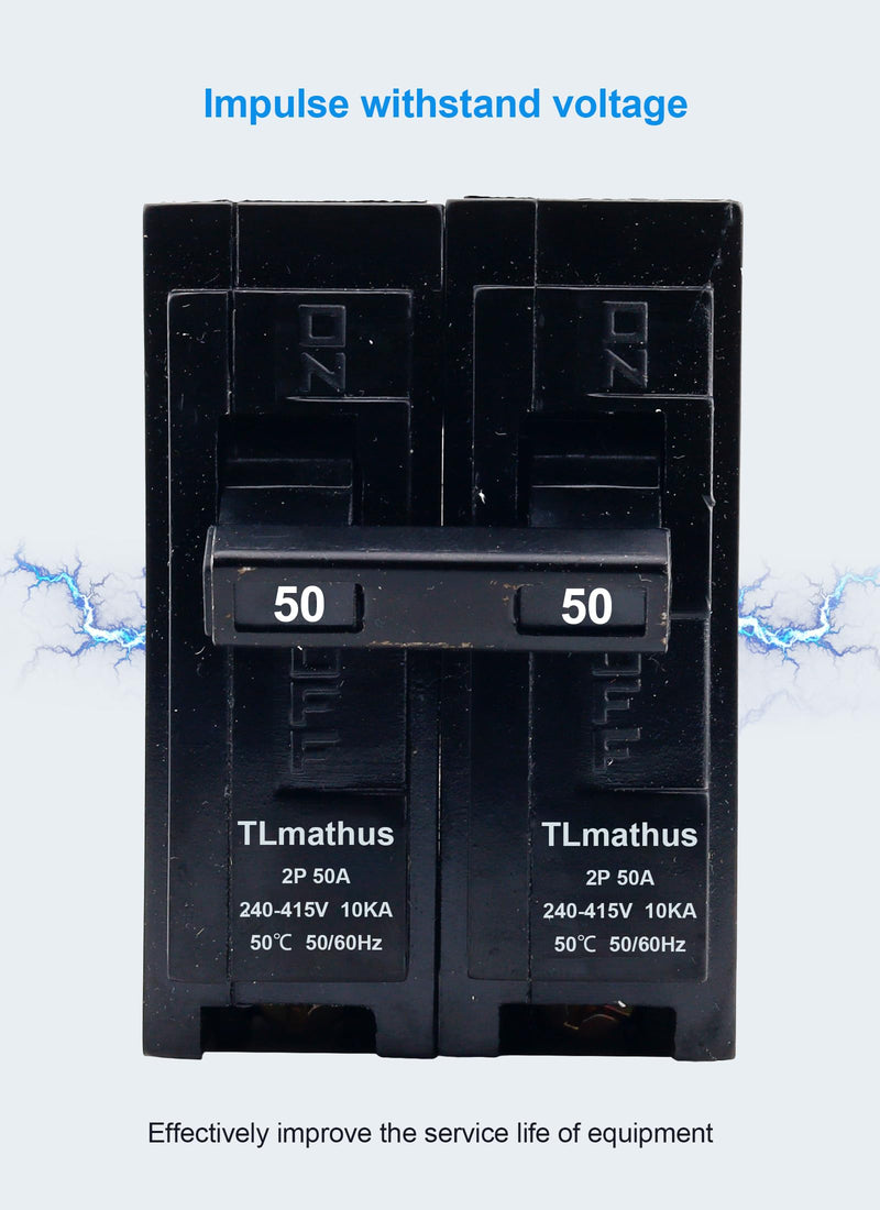 [Australia - AusPower] - ?????? ?????????????? 50 Amp 2 Pole Type QP Circuit Breaker Plug-in Mount Standard MCB Thermal Magnetic Protection, 10KA 120/240V, Compatible with Siemens PL and ES series load centers(2P 50A) 2P 50A 