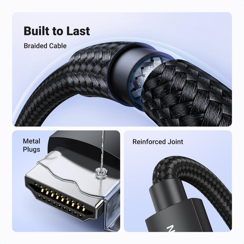 UGREEN HDMI 2.1 Cable Certified 8K 16FT Ultra High Speed HDMI Cord Braided 48Gbps 4K@240Hz 10K@60Hz with Dynamic HDR eARC Dolby Atmos HDCP Compatible with PS5 PS4 Xbox Roku TV HDTV Blu-ray Projector 16 feet