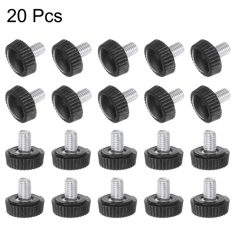[Australia - AusPower] - uxcell 20pcs M5 x 8mm Male Thread Knurled Knobs, Thumb Screw Clamping Knobs Grip Plastic Handle Hand Knobs with Threaded Stud, Black 