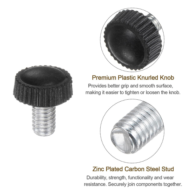 [Australia - AusPower] - uxcell 30pcs M6 x 9mm Male Thread Knurled Knobs, Thumb Screw Clamping Knobs Grip Plastic Handle Hand Knobs with Threaded Stud, Black 