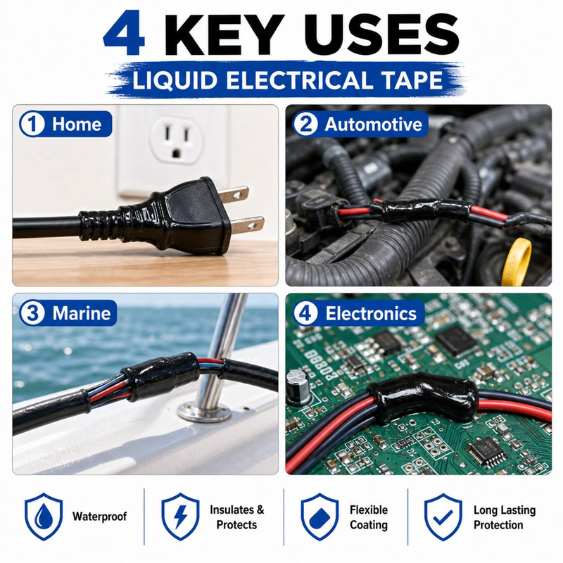 Black Liquid Electrical Tape 125ml, Quick Cure Waterproof Insulating Electrical Glue, Brush-Top Flexible Coating for Automotive/Home/Electrical Deep Black