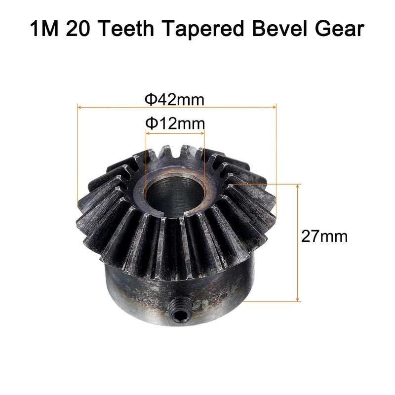 [Australia - AusPower] - uxcell 4pcs Bevel Gear 2 Module 1:1 Reduction Rate 20T 12mm Hole Dia Bevel Pinion Gear Brass, 90 Degree Steering Gear with Keyway for Hardware Mechanical Rotation 