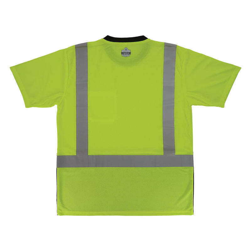 Ergodyne Unisex Adult Glowear 8286bk Essential Hi-vis T-Shirt - Type R, Class 2, Black Bottom Large Lime