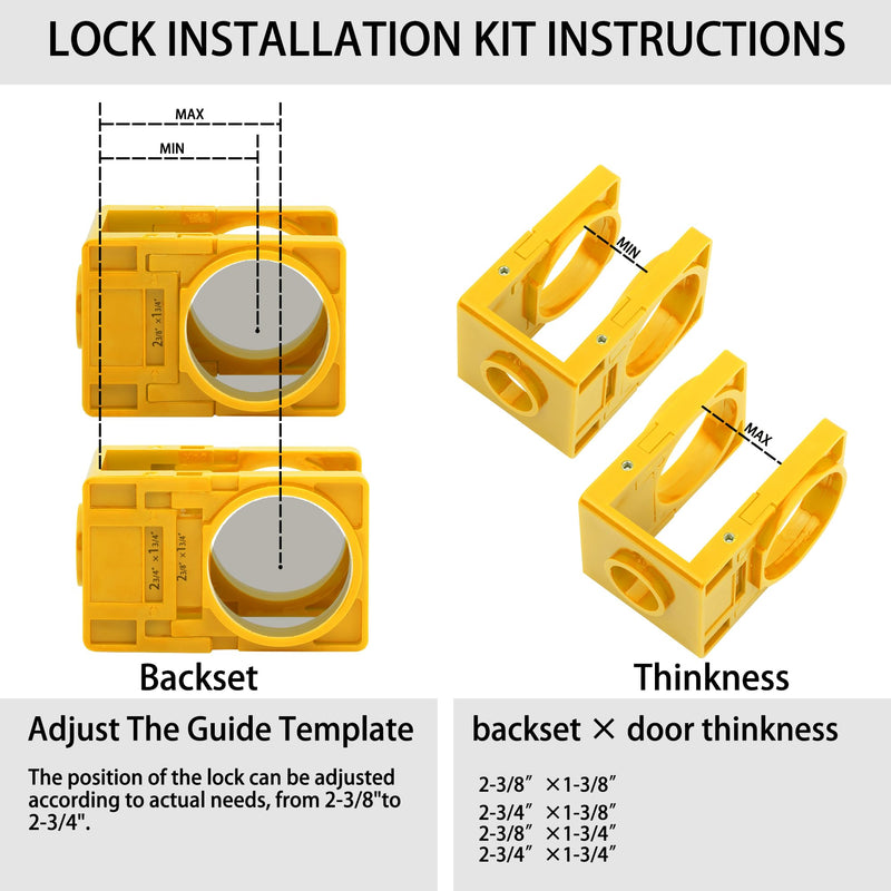 [Australia - AusPower] - RKK Door Lock Installation Kit - Deadbolt & Door Knob Hole Saw Kit - Yellow 