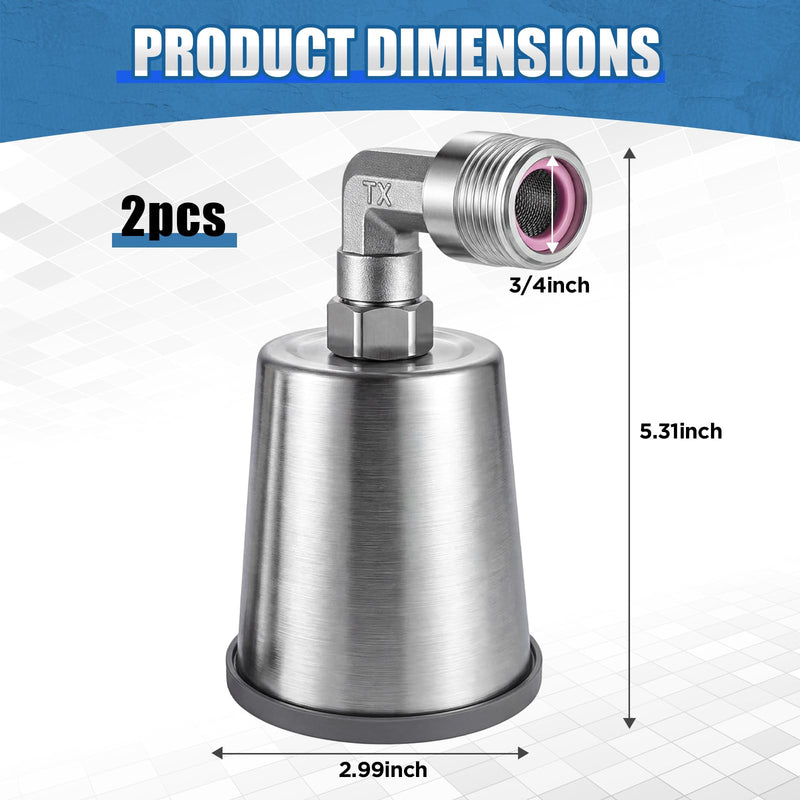 Hicarer 2 Pcs 304 Stainless Steel Water Float Valve, 3/4" Side Inlet Leak Proof Automatic Water Level Control Waters Tank for Watering Trough Tower Boiler Fish Tank Pool Livestock Toilet Cistern