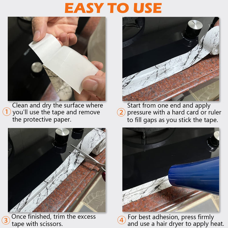 [Australia - AusPower] - UIOCSSC Caulk Tape Strip, 1.5" x 10.5Ft Self Adhesive Bath & Kitchen Sealant Strip, PVC Waterproof Sealing Tape for Bathtub Toilet Bathroom Shower Kitchen Sink Marble 