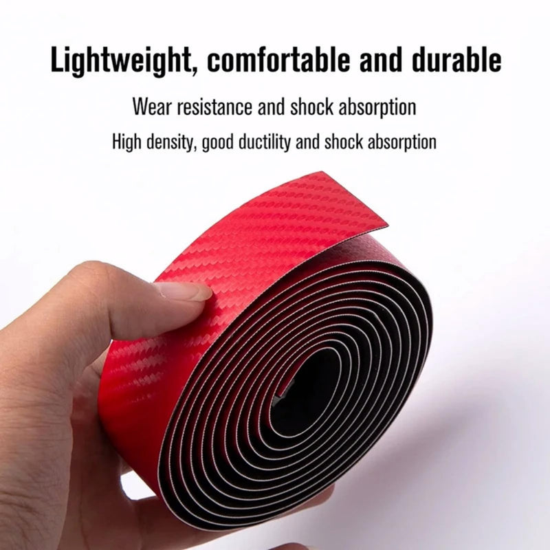 Bike Handlebar Tapes with Carbon Fiber Pattern Soft PU+EVA Material 220CM Lightweight Shock Absorption Wear Resistant Wrap Tape for Road Mountain Bicycle (White) White