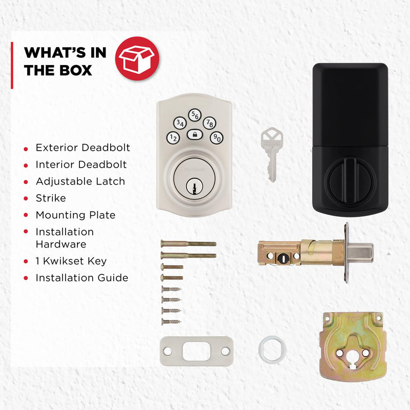 Kwikset Powerbolt 240 5-Button Keypad Satin Nickel Traditional Electronic Deadbolt Door Lock, Featuring Convenient Keyless Entry, Customizable User Codes and Auto-Locking