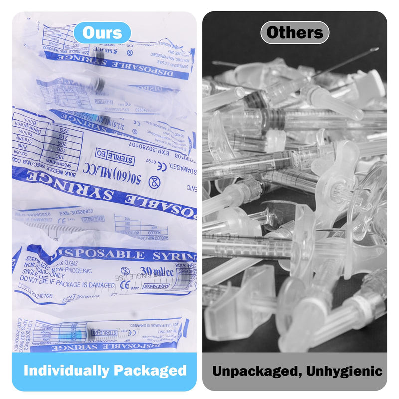 Pack of 10 syringes 1 ml 3 ml 5 ml 10 ml 20 ml 30 ml 60 ml with hose | Liquid syringe for hobby and DIY enthusiasts, individually sealed packaging