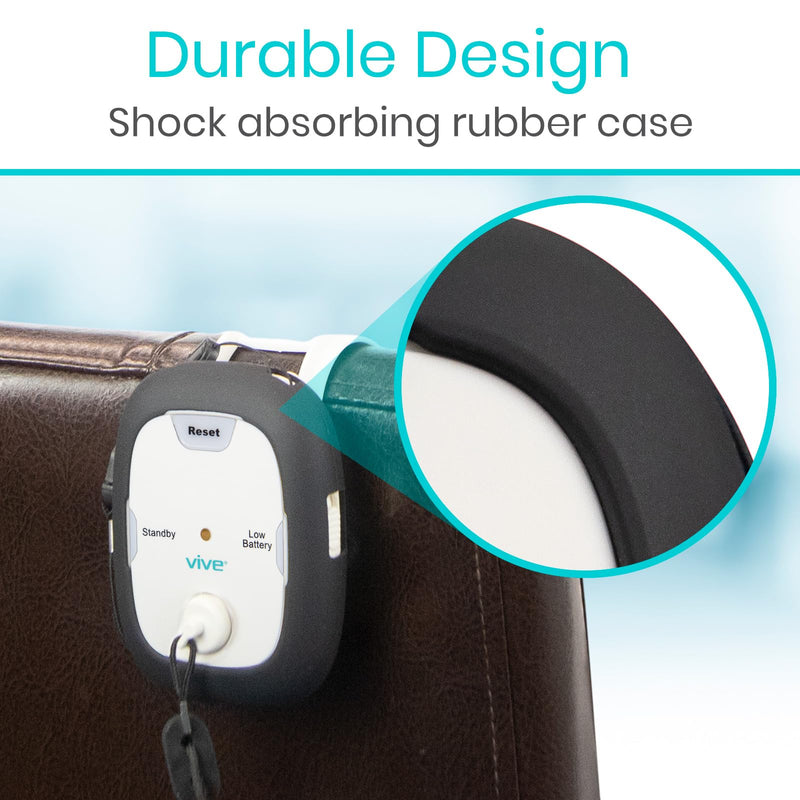 [Australia - AusPower] - Vive Magnet Pull Cord Chair Alarm for Elderly Adults - Bed Alarm - Fall Prevention for Elderly Dementia Patients - String Exit Alert Detection for Caregivers Monitoring Seniors - Batteries Included White 