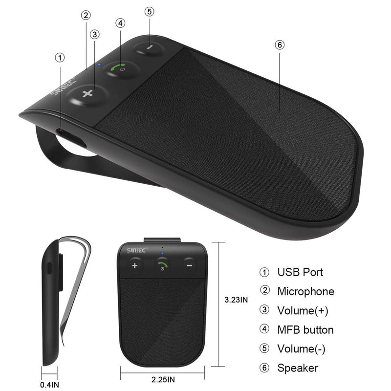 [Australia - AusPower] - SUNIEC Handsfree Bluetooth Speaker Phone for Cell Phone Car Kit, Hands Free Calling Bluetooth for car, AUTO Power ON Off Support Siri Voice Assistant Phone Bluetooth for car - BC936SA 
