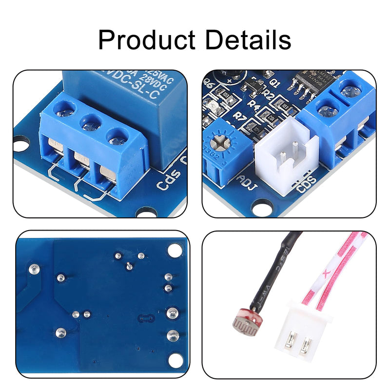 [Australia - AusPower] - 5pcs XH-M131 Photoresistor Relay Module, DC 12V 10A Light Control Switch Photoresistor Relay Module Detection Sensor Brightness Automatic Control Module with Cable 