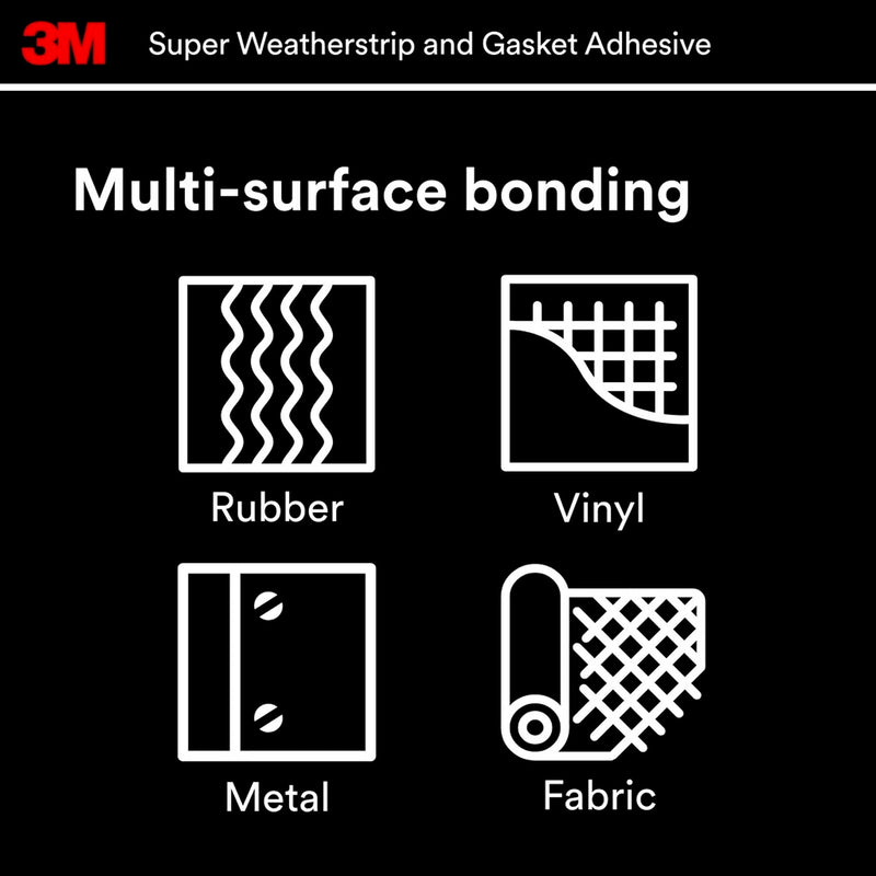 3M Black Super Weatherstrip and Gasket Adhesive, 08008, 5 fl oz, 1 Per Pack 5 fl. oz.