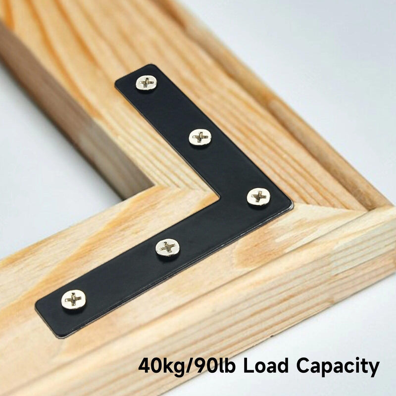 [Australia - AusPower] - Flat Corner Braces, 20 Pcs 3.15x3.15" L right Angle Braces Brackets, Flat Repair Mending Plates for Wooden Frames Beds Tables Cabinets Chairs, Joining Bracket Support Braces with 100 pcs screws, Black 