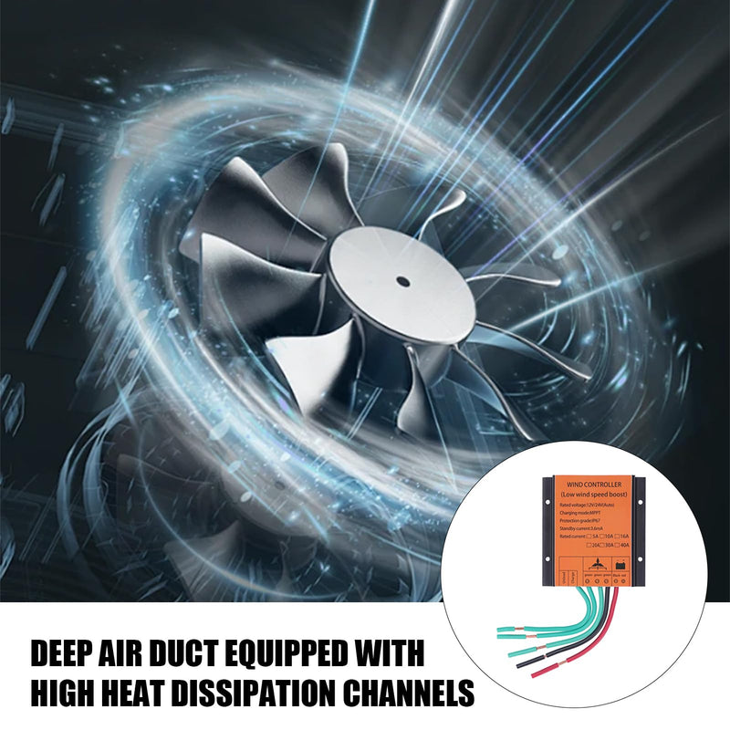 [Australia - AusPower] - Wind Turbine Generator, 12V/24V Wind Turbine Charge Controller IP67 MPPT Wind Turbine 16A 300W-1000W Step up Wind Battery Controller 