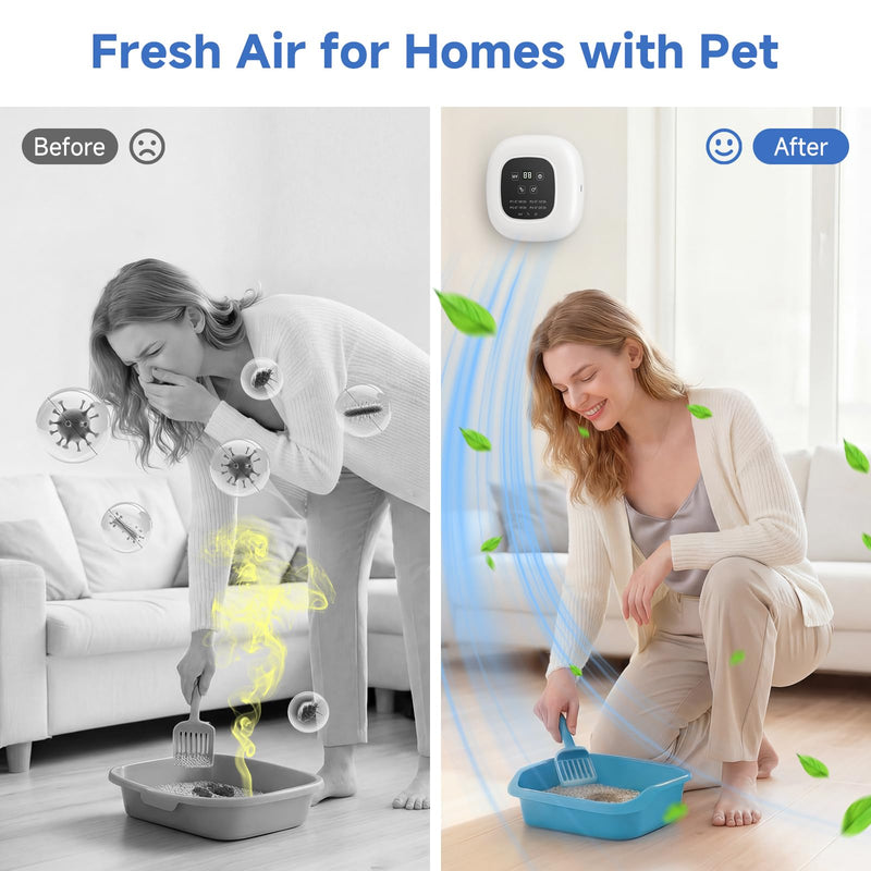 [Australia - AusPower] - Air Purifier Ozone & Negative Ion 99% Odor Eliminator for Pet,Cat Litter Deodorizer,Dog Poop Odor Removal | Plug-In Air Ionizer Ozone Generator Air Purifier for Home, Pets, Cars,Bedroom-White 
