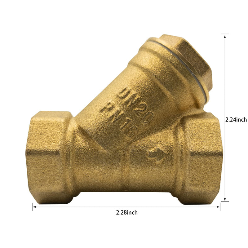 [Australia - AusPower] - Y Strainer 3/4" Brass Sediment Filter Attachment Water Filter with 40 Mesh Filter Screen Plastic Inline Hose Filter Twist-on Pipe Strainer for RV, Garden Hose 