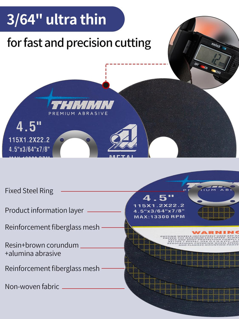 [Australia - AusPower] - Cut-Off Wheels 4.5" x 3/64" x 7/8" Arbor for Angle Grinder, Aggressive Cutting Wheel for Metal Stainless Steel, Cutter Disc 10pcs 10 