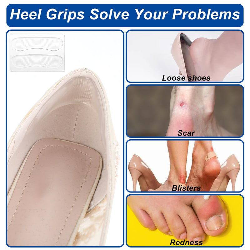 Dimeho 34 Pcs Silicone High Heel Cushion Inserts Pad Shoe Strap Grip Anti Slip Sandals Gel Protector Strips Sling Backs Foot Support Sticker for Women Men Sports Sneakers