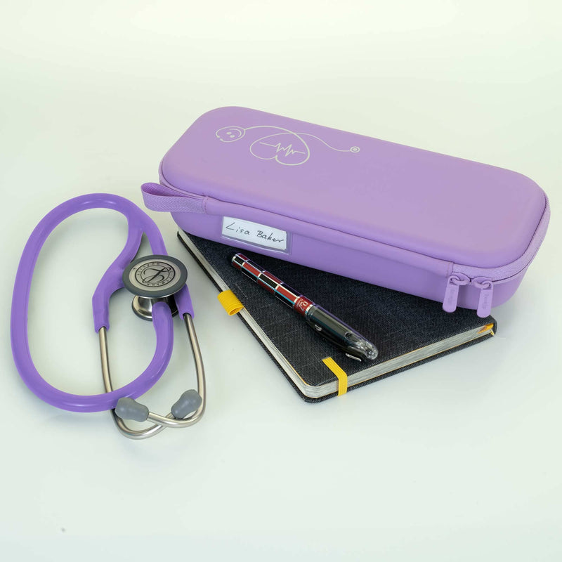 [Australia - AusPower] - ButterFox Premium Stethoscope Case with Divider and ID Slot for 3M Littmann Classic III, Cardiology IV Diagnostic and More Stethoscopes with Pocket for Nurse Accessories (Lavender Purple) Grey Heart Rythm 