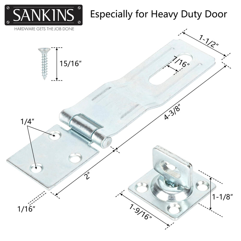 [Australia - AusPower] - SANKINS 4-1/2" Swivel Staple Safety Hasps, Gate Door Hasp Latches Safety Packlock Clasp Locking with Twist Knob for Fence, Gate, Cabinet, in Zinc Plated 1 Pack 
