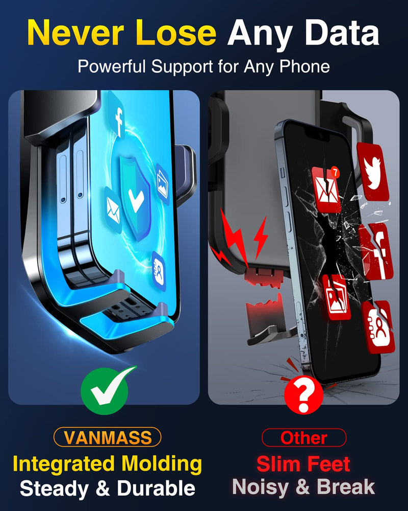 [Australia - AusPower] - VANMASS 【65+LBS Strongest Suction & Military-Grade 2024 Ultimate Car Phone Mount【Patent & Safety Certs】 Cell Phone Holder Truck Stand for Dashboard Windshield Vent for iPhone 15 Pro Max 14 Samsung Black 