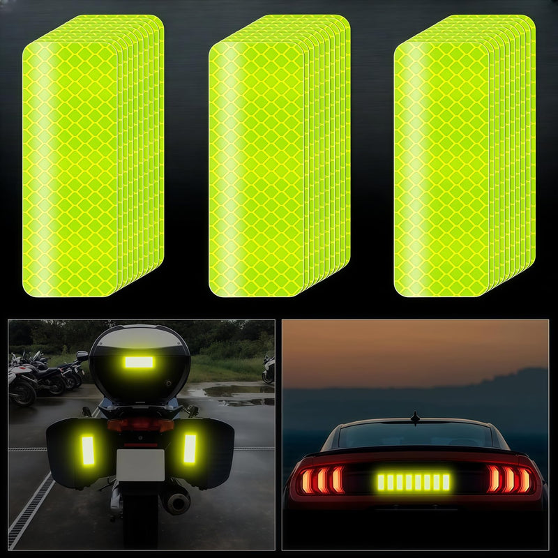 Reflective Tape 30 PCS - Waterproof Self-Adhesive Safety Stickers, DOT-C2 Reflector Tape for Outdoor Use on Bike/Truck/Car/Motorcycle/Clothing/Helmet, Fluorescent Green 1.18" X 3.15"