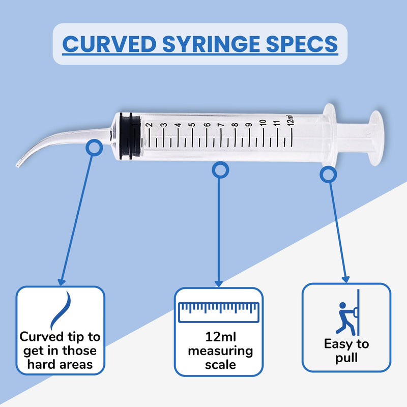 [Australia - AusPower] - Curved Tip 12cc Irrigation Syringes, Oral Syringe | Dental Syringe | Syringe for Liquid, Wisdom Teeth Syringe, Plastic Syringe for Liquid & Tonsil Stones, 6 