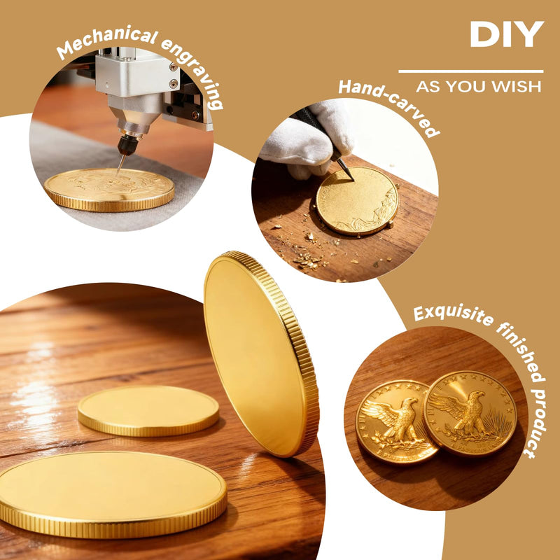 30PCS Brass Coin Blanks 40mm Diameter 2mm Thickness Laser Engravable Coins for DIY Customization Personalized Gifts Challenge Coins Memorial Projects 40mm Dia-30Pcs
