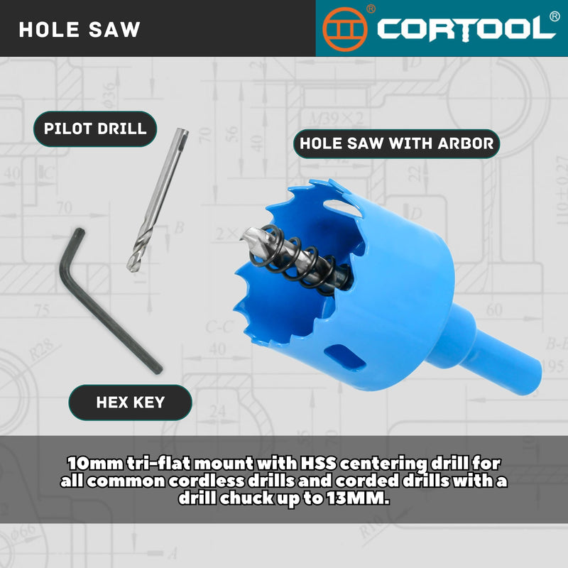 [Australia - AusPower] - 1 Inch Hole Saw with Arbor for Metal and Wood Cutting, Bi-Metal Hole Cutter, 1" Hole Saw Kit for Drywall, Wood, PVC Boards, Fiberglass and Vent Pipes 1"（25mm） 