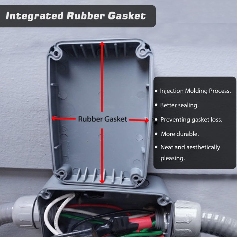 [Australia - AusPower] - Outdoor Junction Box,Nineleaf IP66 Weatherproof Electrical Project Boxes PVC/ABS Plastic Enclosure Box Universal Watertight 4.9 x 3.3 x 2.3 inch (125x86x62mm), Fit with 20mm Cable Gland Grey 125x86x62mm 