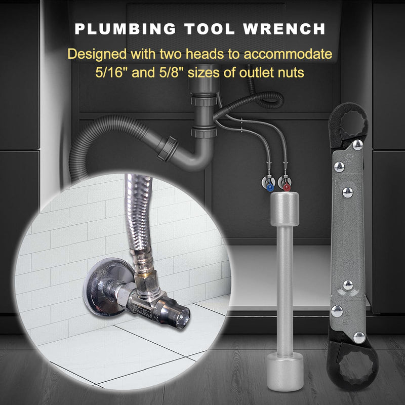 [Australia - AusPower] - Plumbing Tools Angle Stop Wrench Kit, Angle-on Wrench Professional Plumber Wrench Tools for Installing New Compression Angle Stop and Removing the Compression Ring 