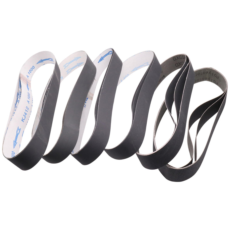 18 Pack 1-1/2 x 30 Inch Silicon Carbide Sanding Belts, 3 Each of 120 240 400 600 800 1000 Grits Sander Belts for Knife Sharpening, Metal & Woodworking, 1.5 x 30 Sanding Belts 1-1/2x30 inch