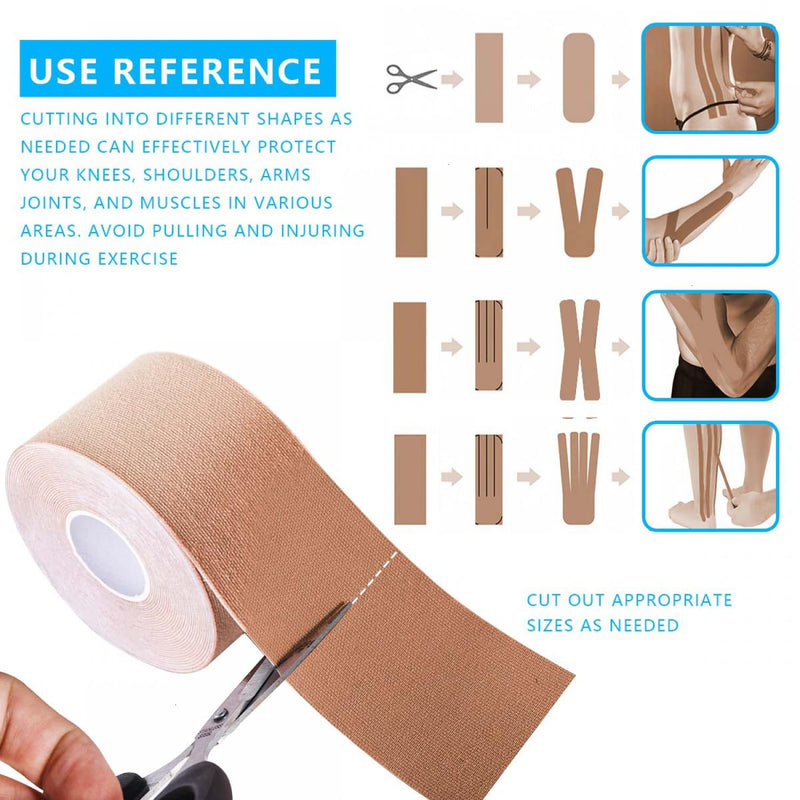 SenseYo 2 Pack Kinesiology Tape, Athletic Tape Supports Protects Muscles, Knees, Shoulders & Plantar Fasciitis, Waterproof & Hypoallergenic Kinesiology Tape (Skin Color) Skin Color (2pcs)