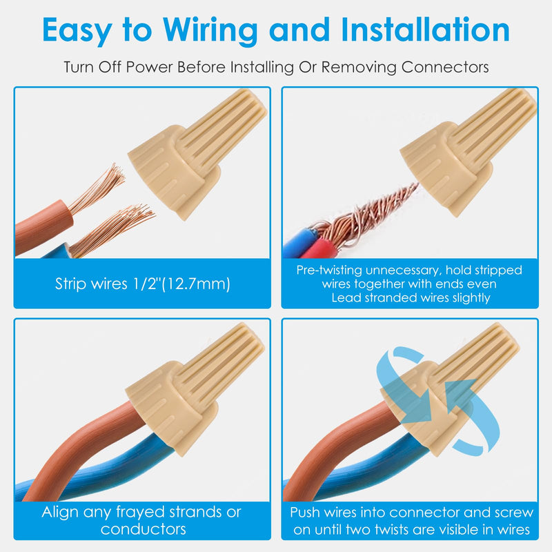 [Australia - AusPower] - 100 PCS Yellow Winged Wire Nuts 11 Gauge for AWG 18-10, Easy Twist-on Screw on Ribbed Cap for Quick Connection, Insulated Insertion Electrical Wire Nuts with Metal Spring (100, P11 Yellow) 100 