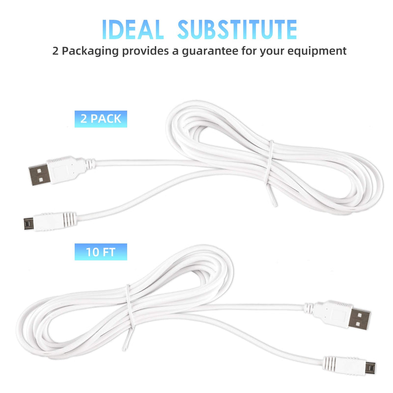 [Australia - AusPower] - 2Pack 10FT Charger Cable for Wii U Gamepad, AC Power Adapter Charger Cord for Nintendo Wii U Gamepad Remote Controller 