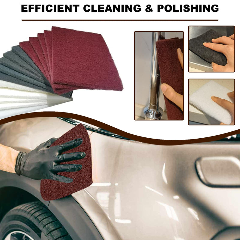 [Australia - AusPower] - 15 Pack 6" x 9" Hand Pads Set- Coarse Medium Fine Purpose Scuff Pads, Scuffing, Scouring, Sanding, Paint Primer Prep Adhesion Scratch - Surface Preparation Automotive Car Auto Body Woodworking Mixed color 