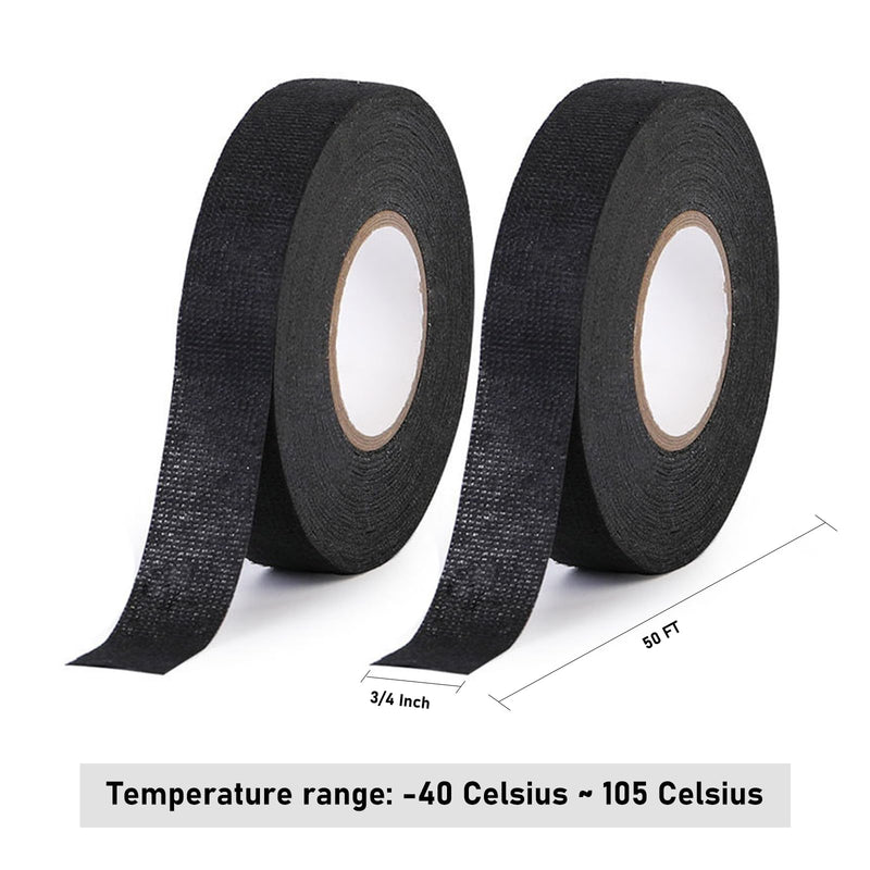 Wire Harness Tape,High Temp Self-Adhesive Felt Cloth Electric Tape for Engine Bay Wire Loom, Noise Reduction & Protection, 3/4 inch x 50 FT, 10 Rolls