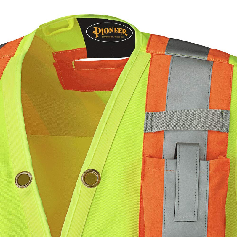 Pioneer Hi Vis Surveyor's Safety Vest - Engineer Style - Breathable Mesh & Reflective Tape - 7 Pockets - Hi Vis Yellow/Green 3X-Large