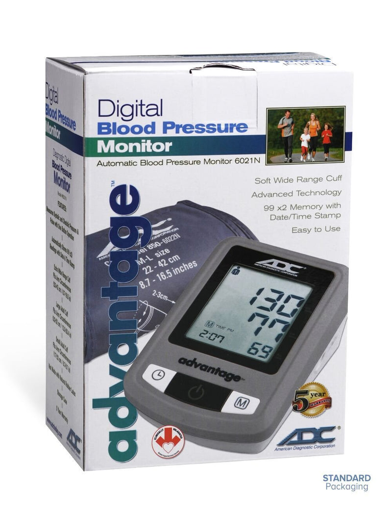 [Australia - AusPower] - ADC 6021N Advantage Automatic Digital Blood Pressure Monitor with Storage Case, BHS AA Rated, Wide-Range Adult Navy Upper-Arm BP Cuff Auto 