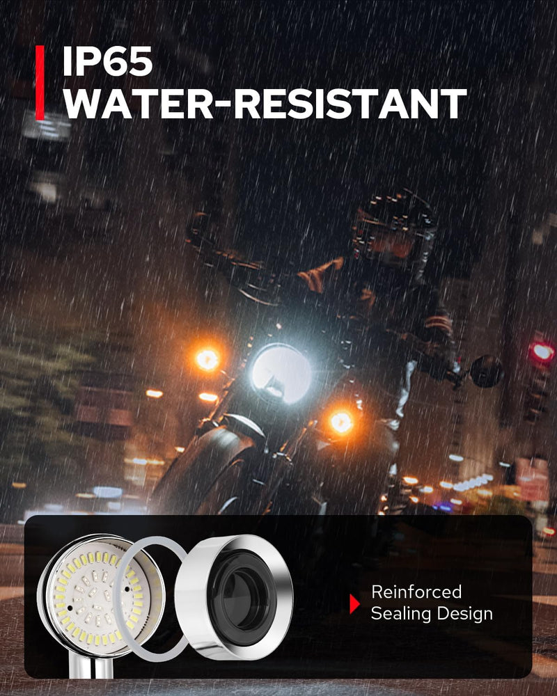 [Australia - AusPower] - Benlari Motorcycle Bullet 48 LEDs Front Turn Signal Light SMD Blinker Indicator Fit for Honda Yamaha Suzuki Kawasaki Harley Sportster(Chorme/White and Amber Light) Chorme/White and Amber Light 
