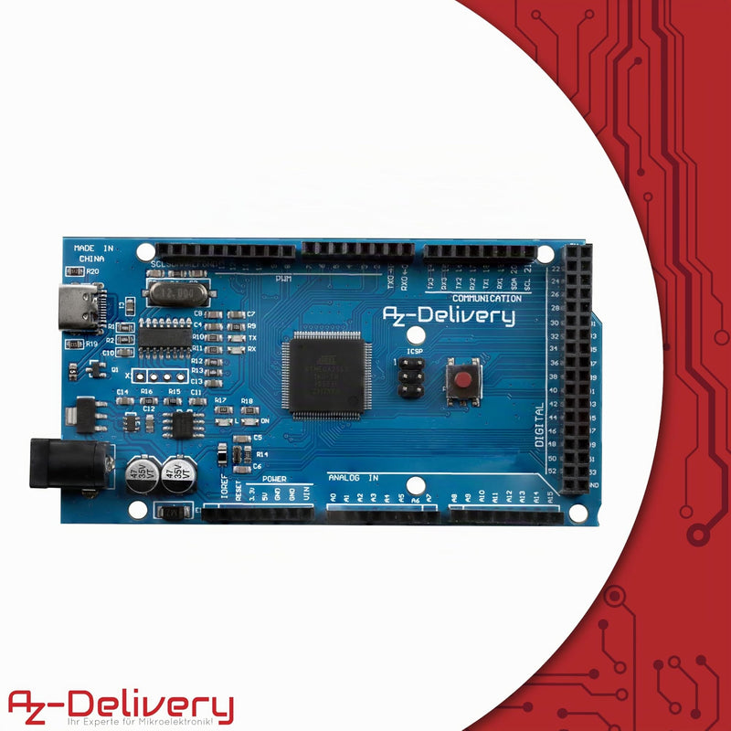 AZDelivery 1 x AZ-MEGA2560 Board Microcontroller with USB-C Connection Development Board Compatible with Arduino Includes E-Book 1x