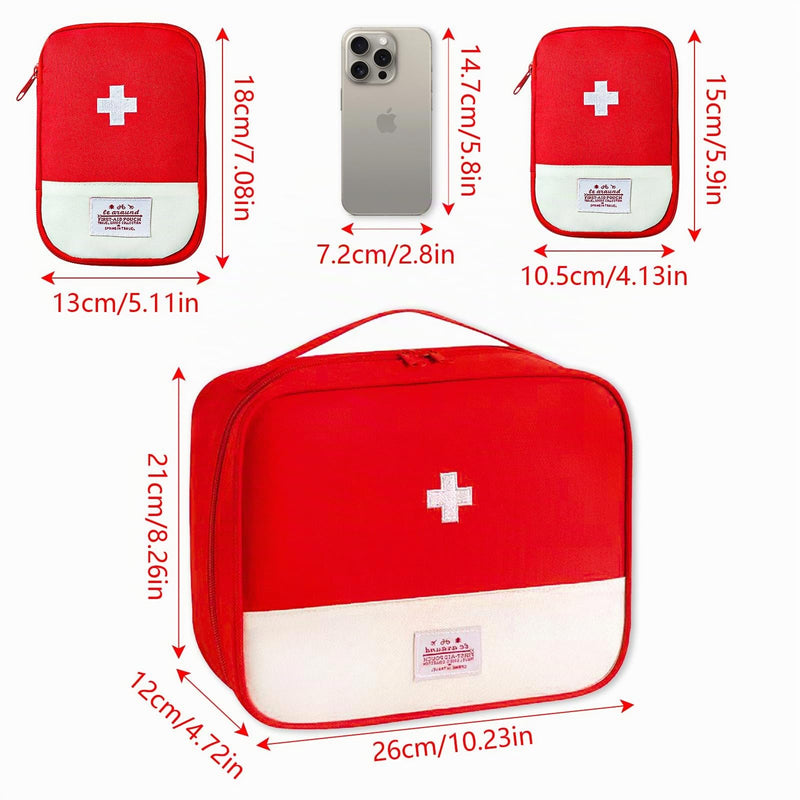 Travel Pharmacy Bag Empty Pack of 3 Medicine Bag Travel Holiday Medicine Bag Small and Large Bag Medicine Storage Travel Pharmacy Bag First Aid Bag Empty