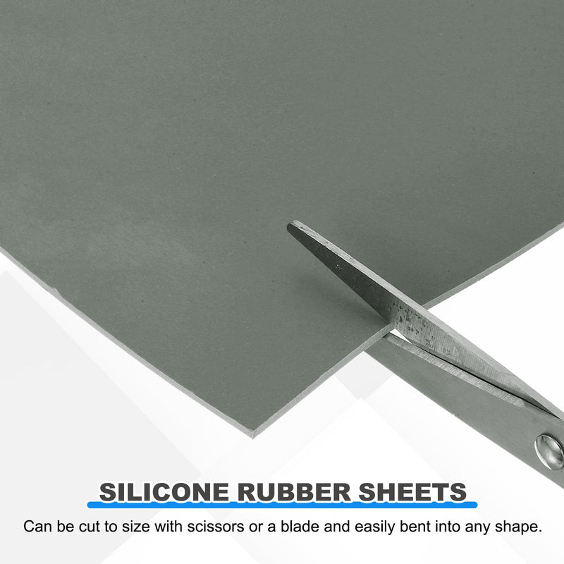 MECCANIXITY Silicone Rubber Sheet 1/8" Thick x 12" Wide x 12" Long, Anti-Slip Gasket Material Silicone Mats for Crafts, Pads, Seal, Bumpers,Cushioning,DIY Material,Grey 1/8" x 12" x 12" Grey