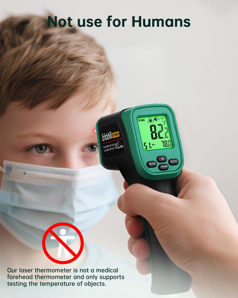 [Australia - AusPower] - ERICKHILL Infrared Thermometer Gun, Dual Mode IR Laser Thermometer with -50°C~800°C and Meat Probe (-50°C~300°C), Non-Contact Digital Thermometer for Cooking, BBQ, and Industrial Use 